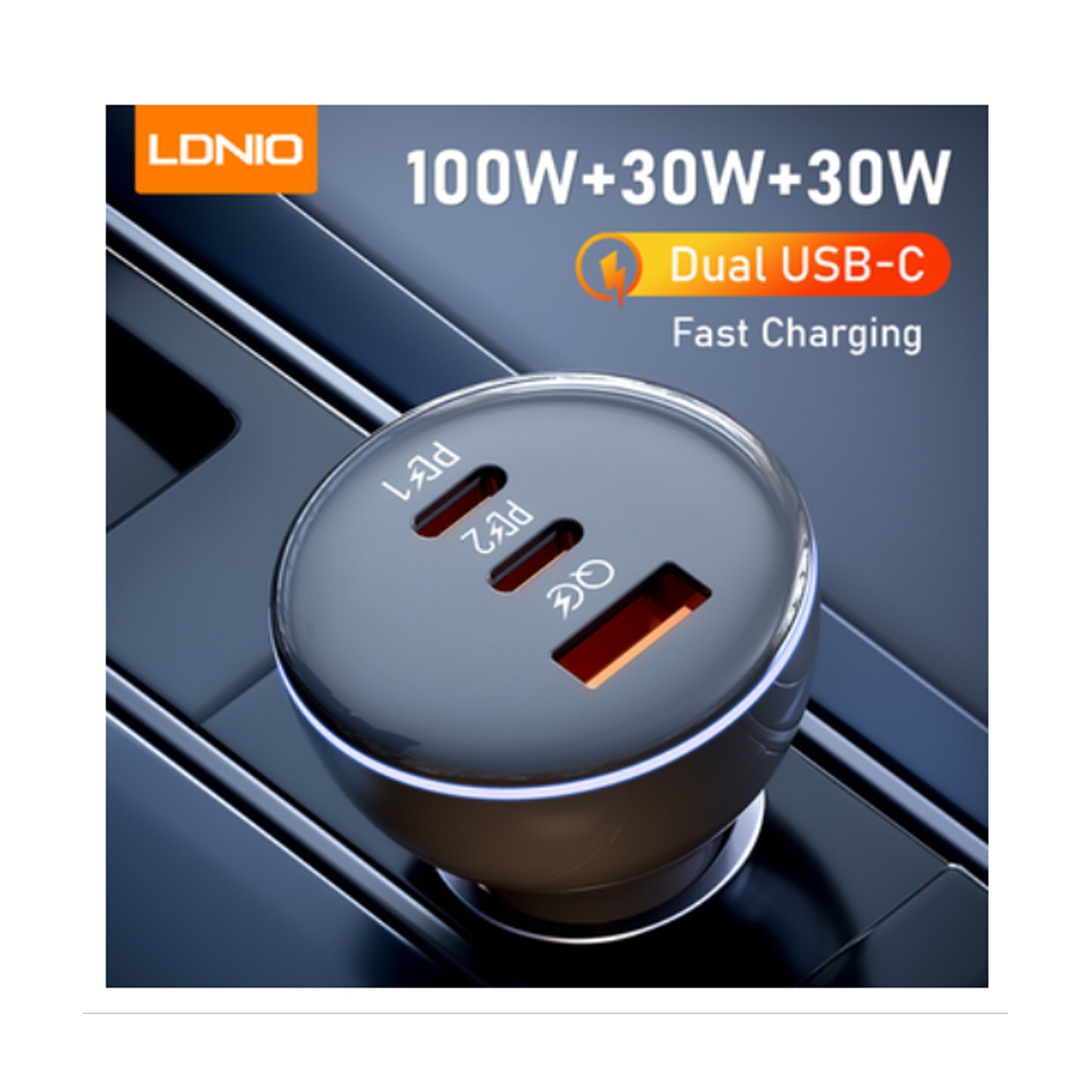 Ldnio C102 160W Trio Port Car Charger with 100W C To C Cable - Image 2